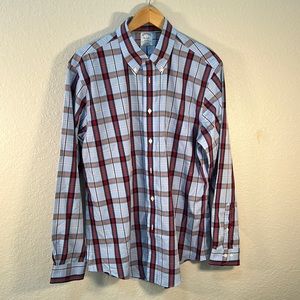 Brooks Brothers Regent long sleeve blue and red plaid long sleeve Size Large